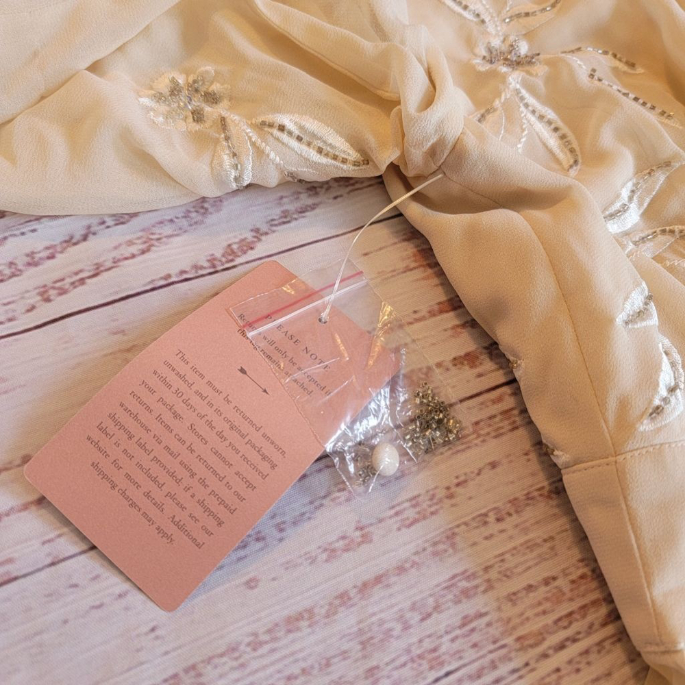 BHLDN Anthropologie Belize Embroidered A-Line Long Sleeve V-Neck Gown Size 2 NWT - Picture 7 of 12